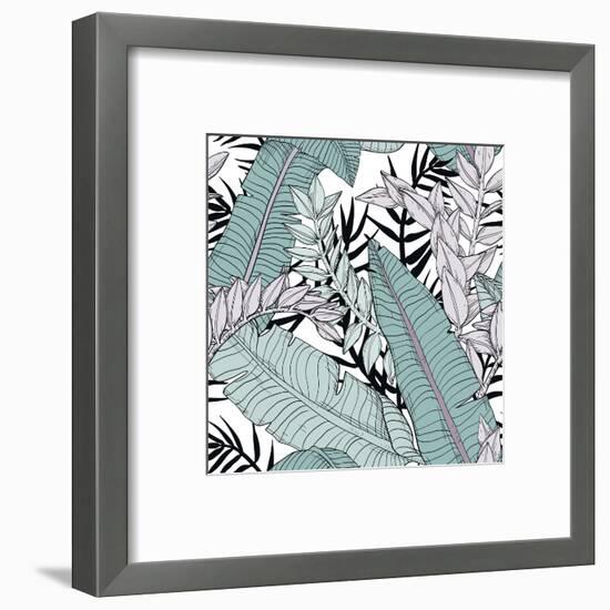 Leaf Pattern with Tropical Plants-Mirifada-Framed Art Print