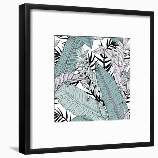 Leaf Pattern with Tropical Plants-Mirifada-Framed Art Print