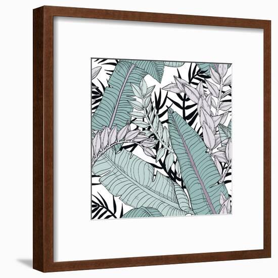 Leaf Pattern with Tropical Plants-Mirifada-Framed Art Print