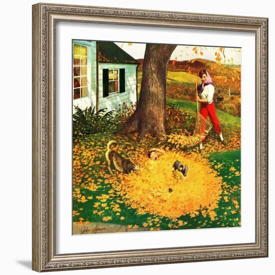 "Leaf Pile", October 16, 1954-John Clymer-Framed Giclee Print