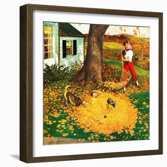 "Leaf Pile", October 16, 1954-John Clymer-Framed Giclee Print