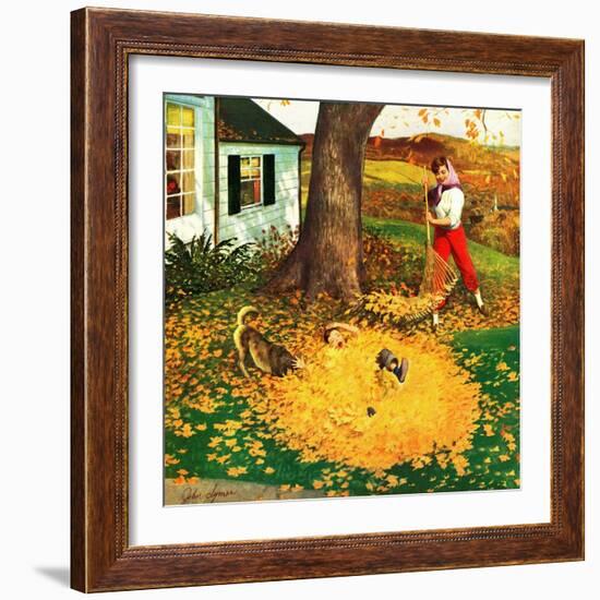 "Leaf Pile", October 16, 1954-John Clymer-Framed Giclee Print