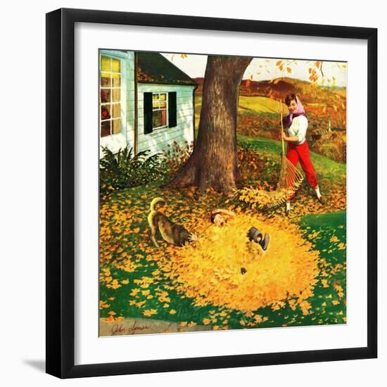 "Leaf Pile", October 16, 1954-John Clymer-Framed Giclee Print