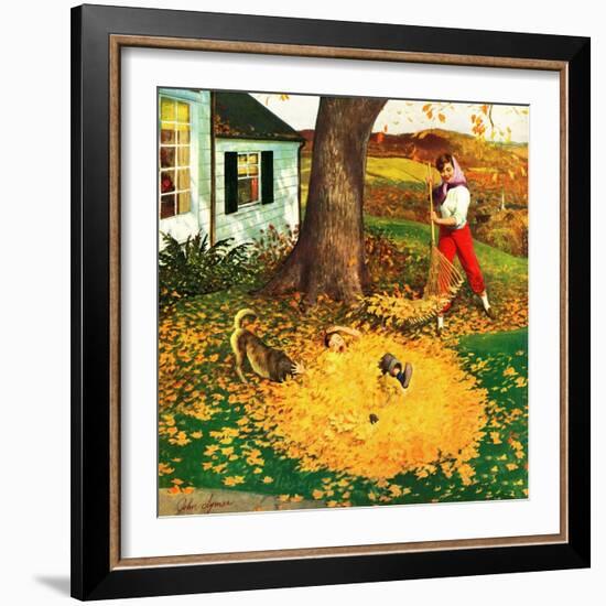 "Leaf Pile", October 16, 1954-John Clymer-Framed Giclee Print