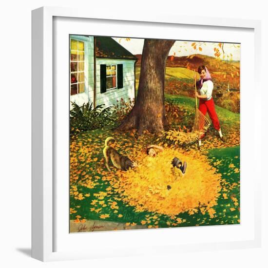 "Leaf Pile", October 16, 1954-John Clymer-Framed Giclee Print