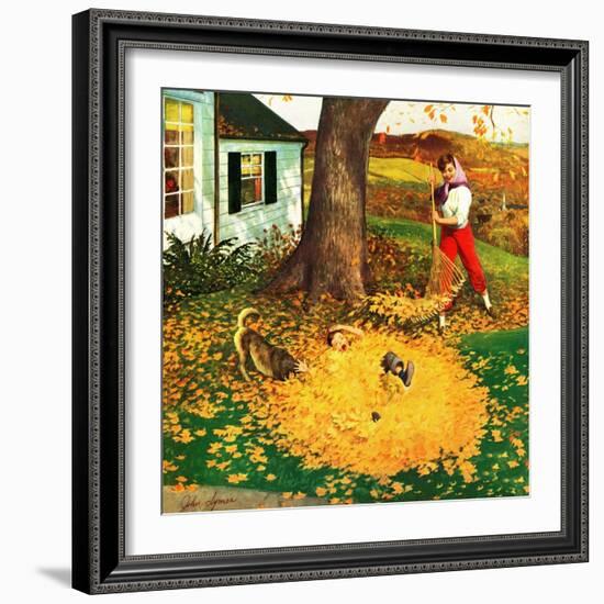 "Leaf Pile", October 16, 1954-John Clymer-Framed Giclee Print