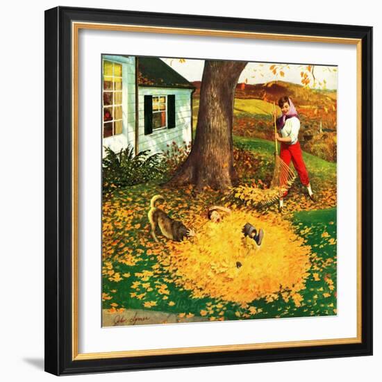 "Leaf Pile", October 16, 1954-John Clymer-Framed Giclee Print