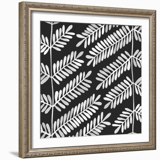 Leaflets Black Pattern-Cat Coquillette-Framed Giclee Print