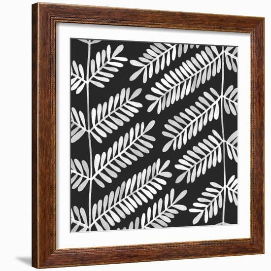 Leaflets Black Pattern-Cat Coquillette-Framed Giclee Print