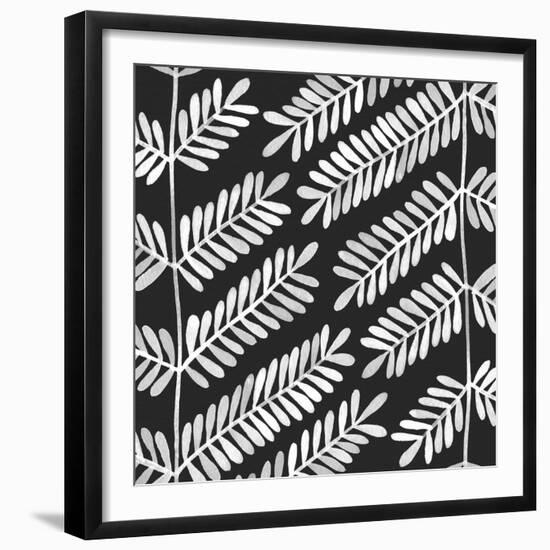 Leaflets Black Pattern-Cat Coquillette-Framed Giclee Print