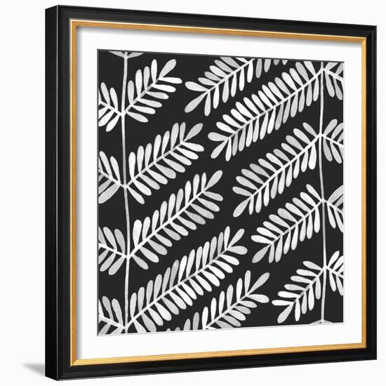 Leaflets Black Pattern-Cat Coquillette-Framed Giclee Print