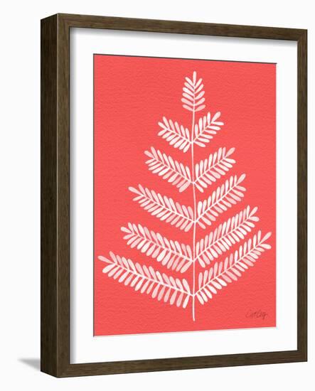 Leaflets in White on Coral – Cat Coqullette-Cat Coquillette-Framed Giclee Print