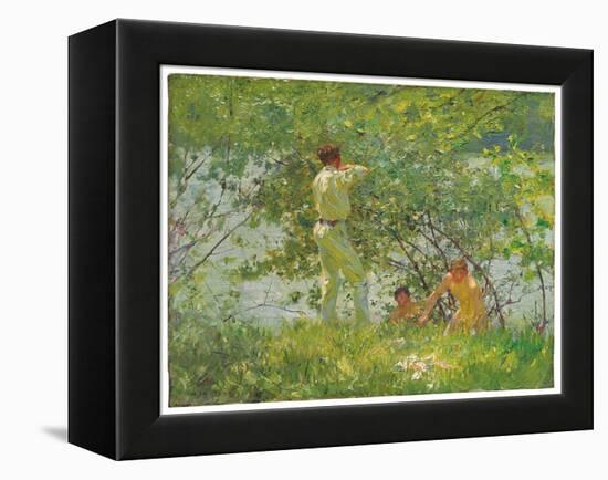 Leafy June, 1909 (Oil on Canvas)-Henry Scott Tuke-Framed Premier Image Canvas