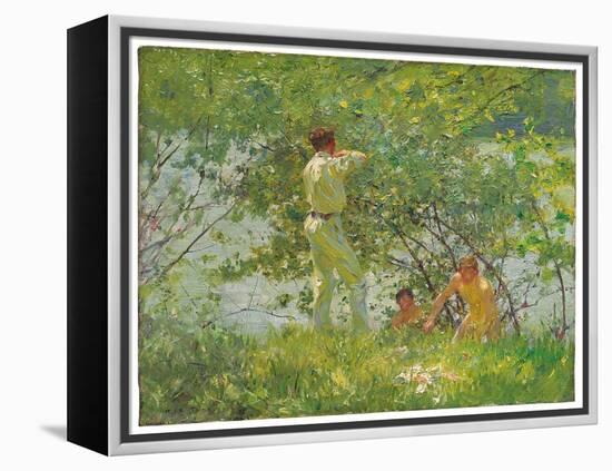 Leafy June, 1909 (Oil on Canvas)-Henry Scott Tuke-Framed Premier Image Canvas