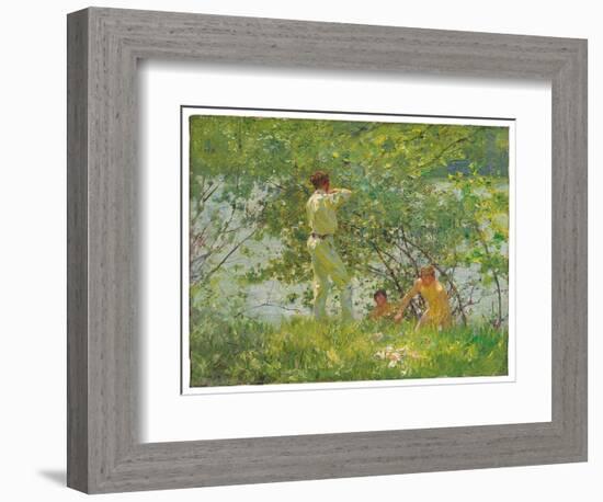 Leafy June, 1909 (Oil on Canvas)-Henry Scott Tuke-Framed Giclee Print