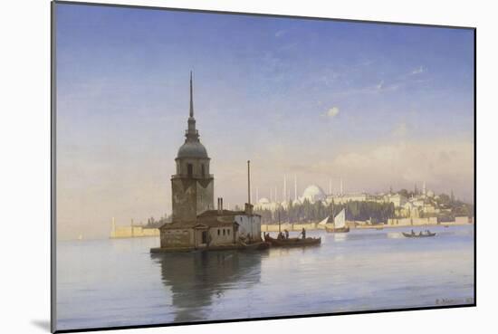 Leander's Tower with Constantinople Beyond-Carl Neumann-Mounted Giclee Print