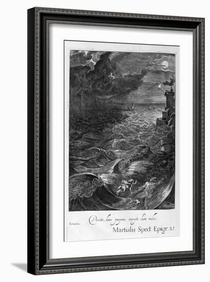 Leander Swims over the Hellespont to Meet His Mistress Hero, 1655-Michel de Marolles-Framed Giclee Print