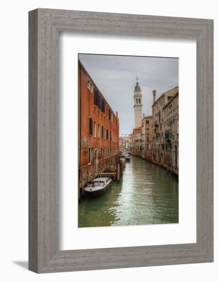 Leaning Bell Tower Along Venetian Canal, Venice, Italy-Darrell Gulin-Framed Photographic Print