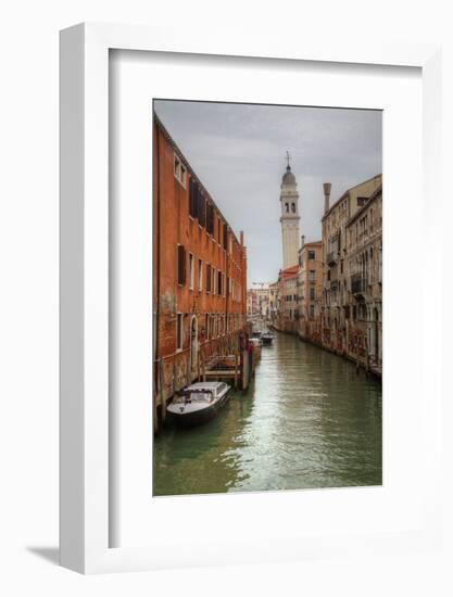 Leaning Bell Tower Along Venetian Canal, Venice, Italy-Darrell Gulin-Framed Photographic Print