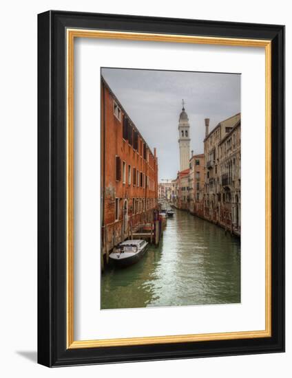 Leaning Bell Tower Along Venetian Canal, Venice, Italy-Darrell Gulin-Framed Photographic Print