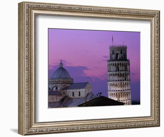 Leaning Tower (Torre Pendente) and Duomo / Night View, Pisa, Tuscany (Toscana), Italy-Steve Vidler-Framed Photographic Print