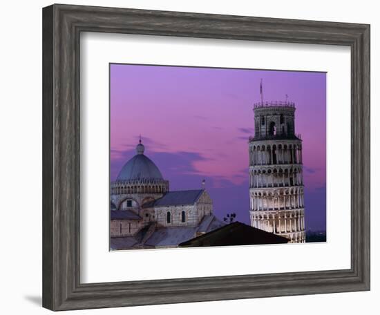 Leaning Tower (Torre Pendente) and Duomo / Night View, Pisa, Tuscany (Toscana), Italy-Steve Vidler-Framed Photographic Print