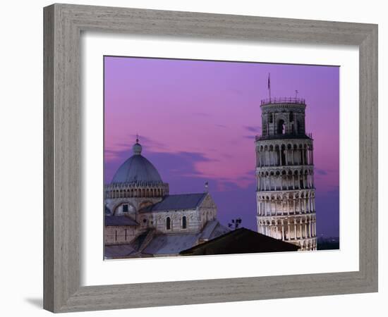 Leaning Tower (Torre Pendente) and Duomo / Night View, Pisa, Tuscany (Toscana), Italy-Steve Vidler-Framed Photographic Print