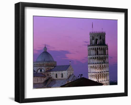 Leaning Tower (Torre Pendente) and Duomo / Night View, Pisa, Tuscany (Toscana), Italy-Steve Vidler-Framed Photographic Print