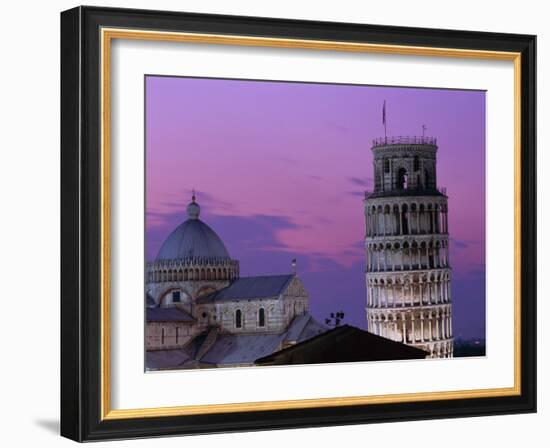 Leaning Tower (Torre Pendente) and Duomo / Night View, Pisa, Tuscany (Toscana), Italy-Steve Vidler-Framed Photographic Print