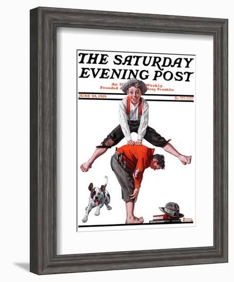 "Leapfrog" Saturday Evening Post Cover, June 28,1919-Norman Rockwell-Framed Giclee Print