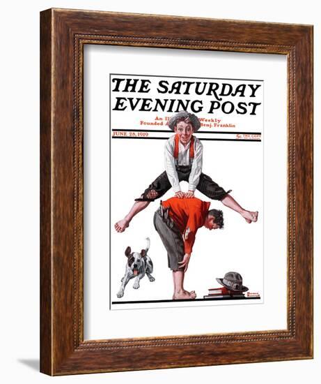 "Leapfrog" Saturday Evening Post Cover, June 28,1919-Norman Rockwell-Framed Giclee Print