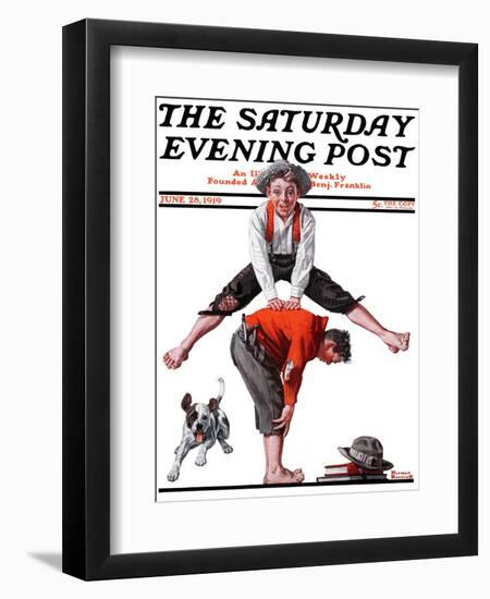 "Leapfrog" Saturday Evening Post Cover, June 28,1919-Norman Rockwell-Framed Giclee Print