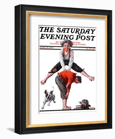 "Leapfrog" Saturday Evening Post Cover, June 28,1919-Norman Rockwell-Framed Giclee Print