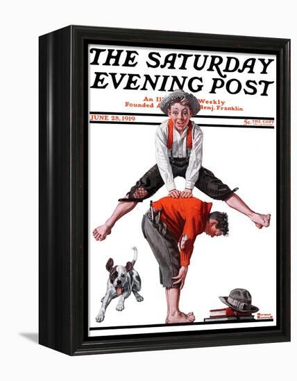 "Leapfrog" Saturday Evening Post Cover, June 28,1919-Norman Rockwell-Framed Premier Image Canvas