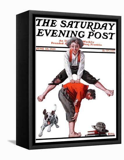 "Leapfrog" Saturday Evening Post Cover, June 28,1919-Norman Rockwell-Framed Premier Image Canvas