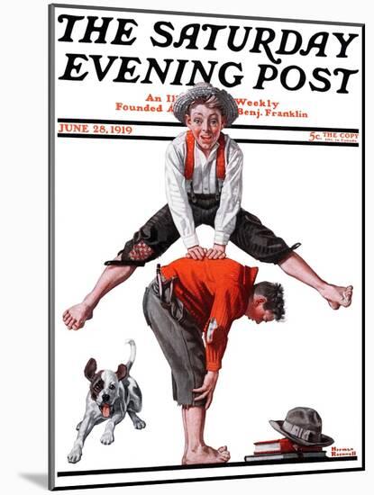 "Leapfrog" Saturday Evening Post Cover, June 28,1919-Norman Rockwell-Mounted Giclee Print