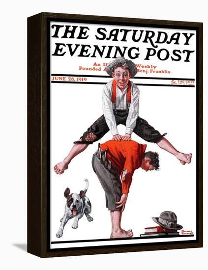 "Leapfrog" Saturday Evening Post Cover, June 28,1919-Norman Rockwell-Framed Premier Image Canvas