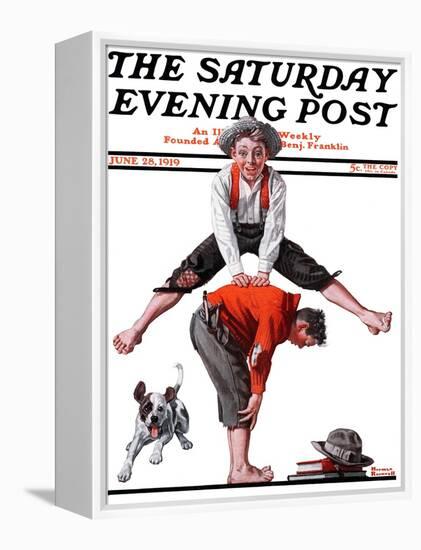 "Leapfrog" Saturday Evening Post Cover, June 28,1919-Norman Rockwell-Framed Premier Image Canvas