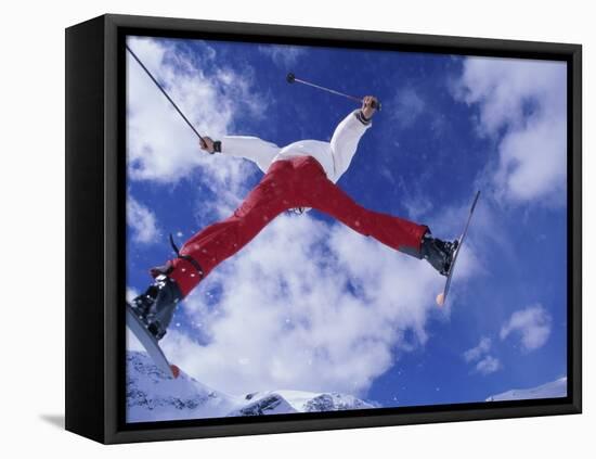 Leaping Skier-null-Framed Premier Image Canvas