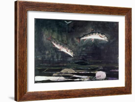 Leaping Trout-Winslow Homer-Framed Giclee Print