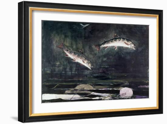 Leaping Trout-Winslow Homer-Framed Giclee Print