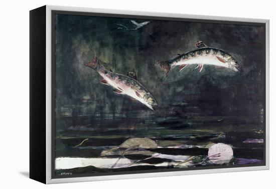 Leaping Trout-Winslow Homer-Framed Premier Image Canvas