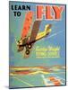 Learn to Fly', Curtiss-Wright Flying Service Poster, 1920S-null-Mounted Giclee Print