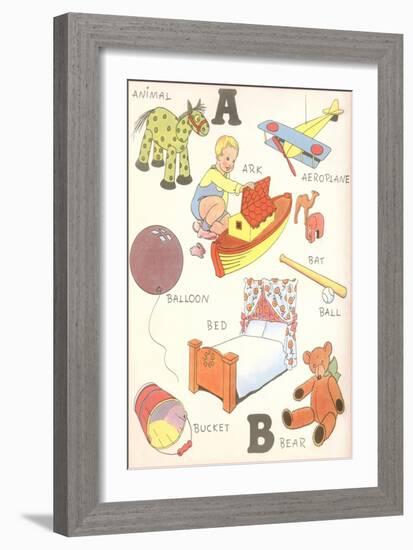 Learning the Alphabet, A and B-null-Framed Art Print