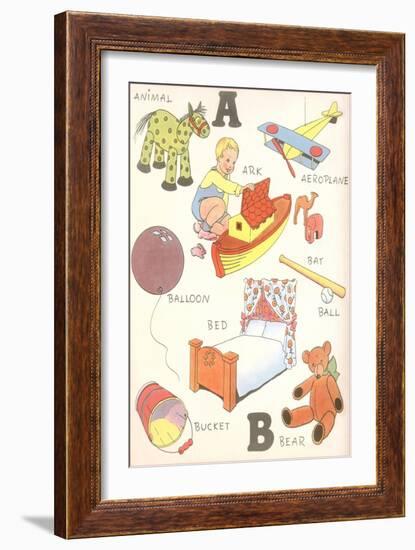 Learning the Alphabet, A and B-null-Framed Art Print