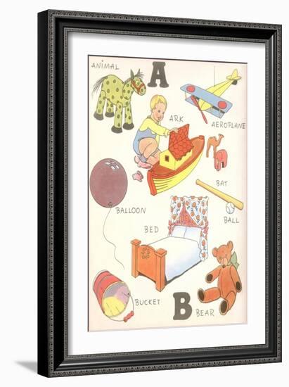 Learning the Alphabet, A and B-null-Framed Art Print