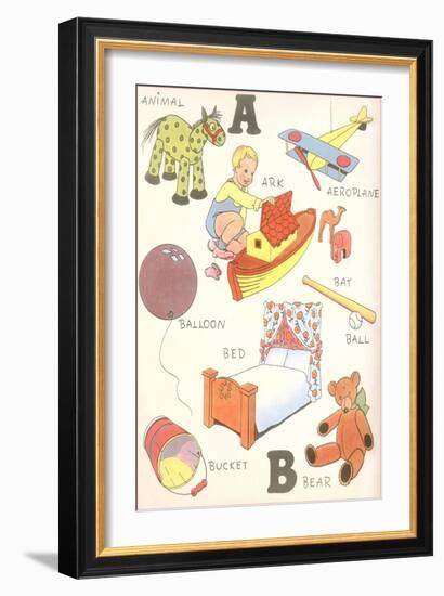 Learning the Alphabet, A and B-null-Framed Art Print