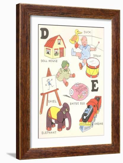 Learning the Alphabet, D and E-null-Framed Art Print