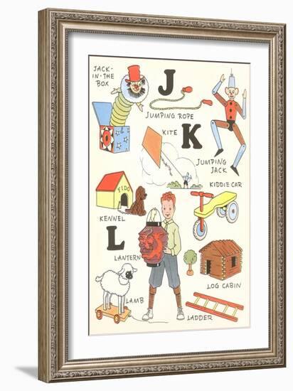 Learning the Alphabet, J, K and L-null-Framed Art Print