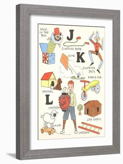 Learning the Alphabet, J, K and L-null-Framed Art Print